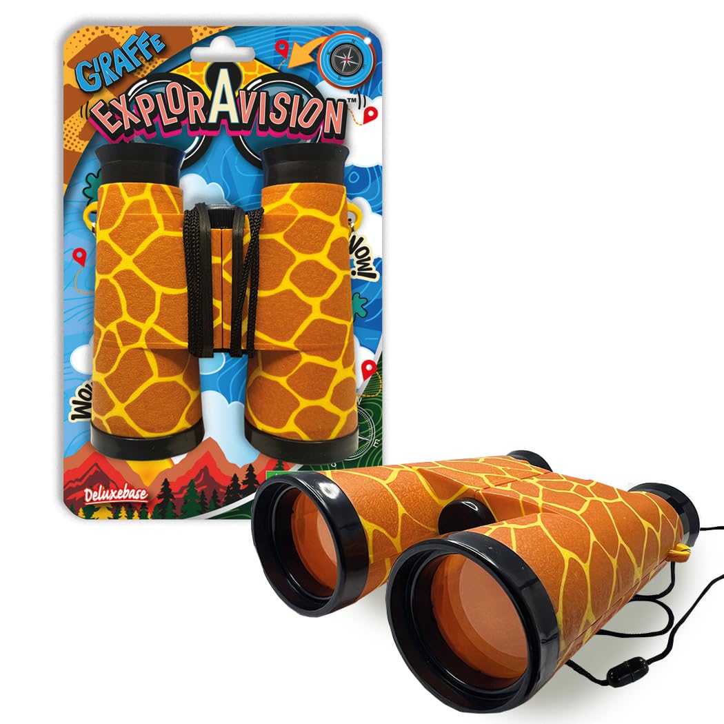 ExplorAvision - Giraffe Binocular from Deluxebase. Safari Portable and Compact Binoculars for Kids. Educational Animal Explorer for Outdoor Adventure and Play.