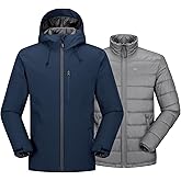33,000ft Men's Waterproof 3-in-1 Ski Jacket, Warm Mountain Windbreaker Snow Rain Jackets Winter Coat with Puffer Jacket