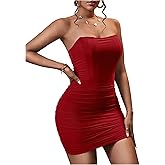 SweatyRocks Women's Sexy Strapless Cocktail Dress Classy Ruched Corset Mini Bodycon Dresses