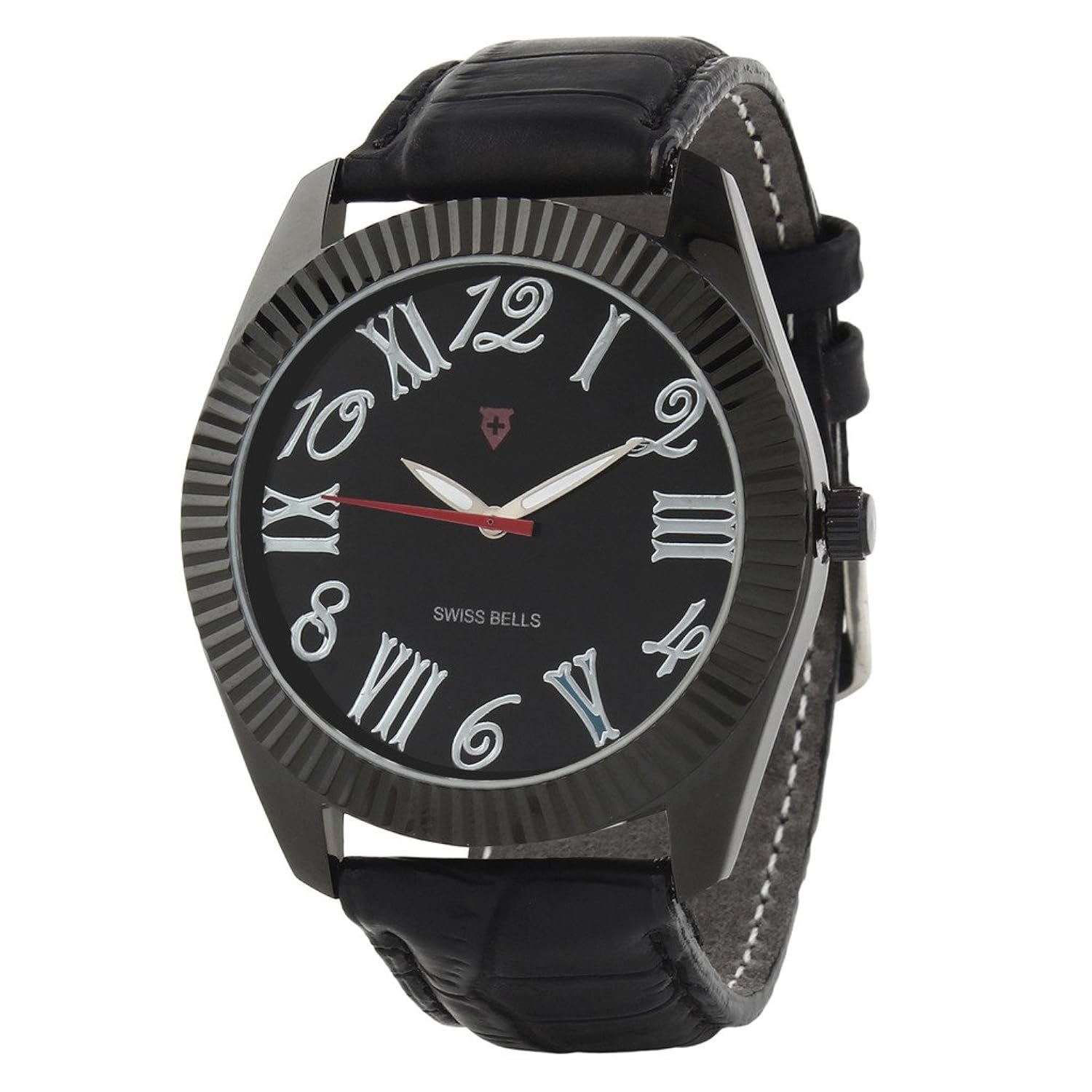 svviss bells&trade; stylish black dial black watch ta-608blkdblkstrap