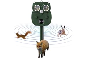 WYEWYE Animal Repeller Solar Powered,Ultrasonic Repellent, LED Flashing Light, Outdoor Pest Deterrent to Keep Squirrel, Deer, Raccoon, Coyote,Skunk, Rabbit, Fox,Rodent Out of Yard Farm