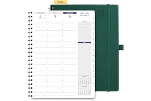 POPRUN Planner 2024-2025 Spiral Bound (8.5" x 11") Academic Calendar(July 2024 - June 2025) Quarter-Hourly Weekly Appointment Book, Leather Cover, Monthly Tabs, Gift Box, Sunday Start - Forest Green