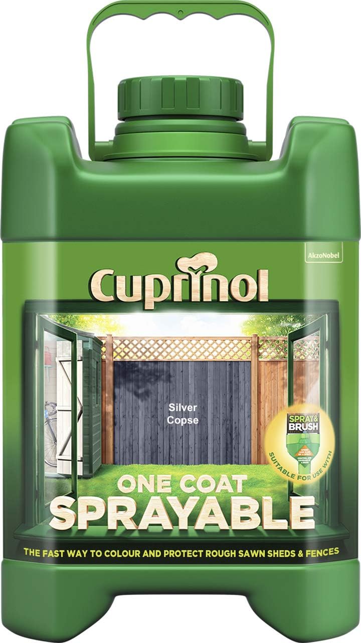 Cuprinol One Coat Sprayable SFTSC5L Fence Treatment Silver Copse 5 Litre