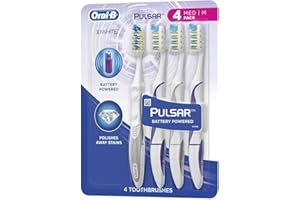 Oral-B Pulsar Vibrating Bristles Toothbrush, Medium, 4 Pack (Colors May Vary)