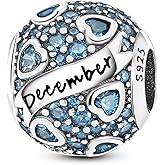 MULA Birthstone Charms 925 Sterling Silver for Bracelets and Necklaces - Dangle Pendants Beads With 5A Cubic Zirconia - Happy Birthday Mothers Day Jewelry