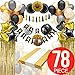 VINAKAS Black And Gold Party Decorations with Happy Birthday Banner - Birthday Party Decorations, Black And Gold Balloons, Tinsel Foil Fringe Curtains, Black and Gold Table Cover and More!