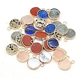 QSLLER Natural Stone Pendants,Irregular Amethyst Tiger Eyes Stone Pendant Charms(14x18mm) for DIY Jewelry Making Necklace Bracelet(8pcs Random Colors)