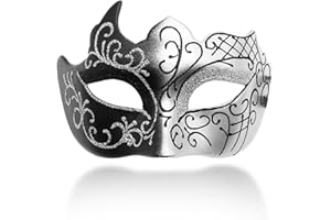RALLEYFUN Masquerade Mask for Men Couple Venetian Mask for Halloween Mardi Gras Costume Party Prom Ball