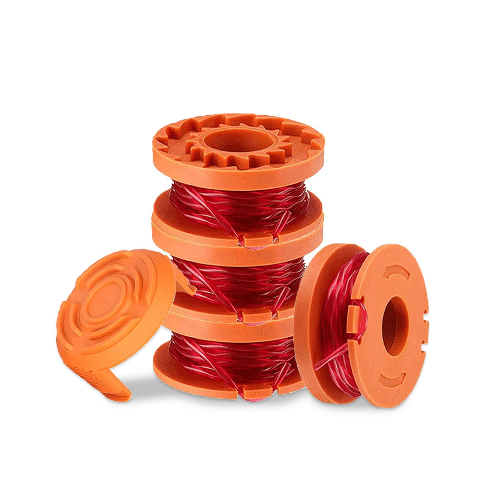 Viilich 4Pcs Trimmer Spool Line Compatible with Worx 20V Grass Trimmers WA0004 WA0010 WA6531 Trimmer Spool Replace CGT183A CGT18LA1 WG150 WG152 WG153 WG160 WG163 WG180 (4 Spools,1 Caps)