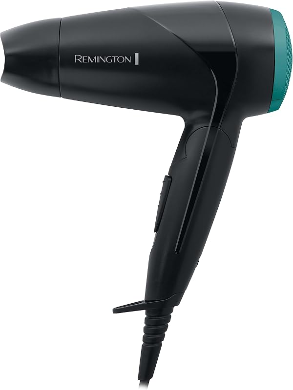 Haartrockner [klein & klappbar & leistungsstark] On The Go (2000 W, weltweite Spannungsanpassung 120/220-240V, Stylingdüse & Diffusor, 2 Kombi-Heiz- & Gebläsestufen) Reisehaartrockner D1500