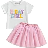 Baby Girl Birthday Outfit Embroidery Birthday Girl Short Sleeve Shirts and Tutu Skirts Set Baby Girl Birthdays Outfit