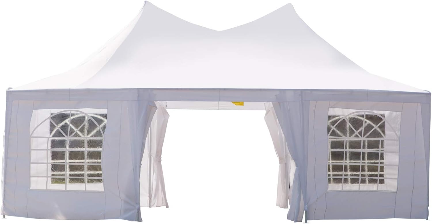 Outsunny 6.8x5M Large Octagonal Party Tent Gazebo Heavy Duty Wedding
