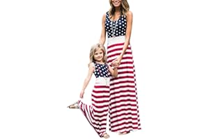Askwind Mommy and Me Family Outfits, Stripe Stitching Dress,Summer Matching Maxi Dress with Pocket for Mother's Day