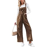 CUPSHE Womens Jumpsuit Corduroy Overalls Square Neck Sleeveless Wide Leg Jumpsuits Pockets Casual Outfit Loose Fall Romper
