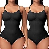 UniikStuff 2 Pack Bodysuit for Women - Seamless Tummy Control Shapewear Sculpting Thong Sleeveless Women Body Shaper