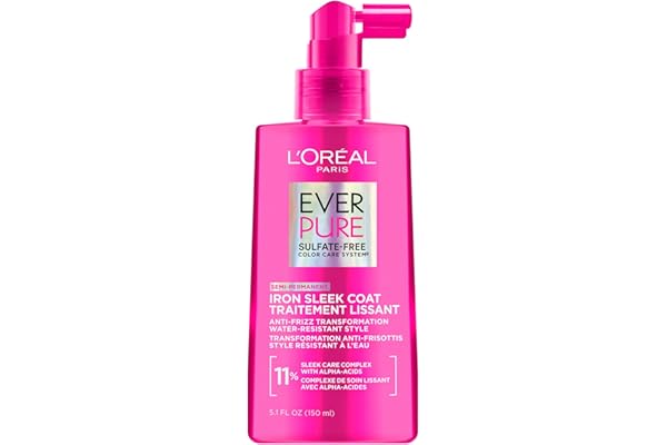 L'Oréal Paris EverPure Sulfate Free Iron Sleek Semi-Permanent Smoothing Hair Treatment, Hair Serum Leave-In Conditioner Spray
