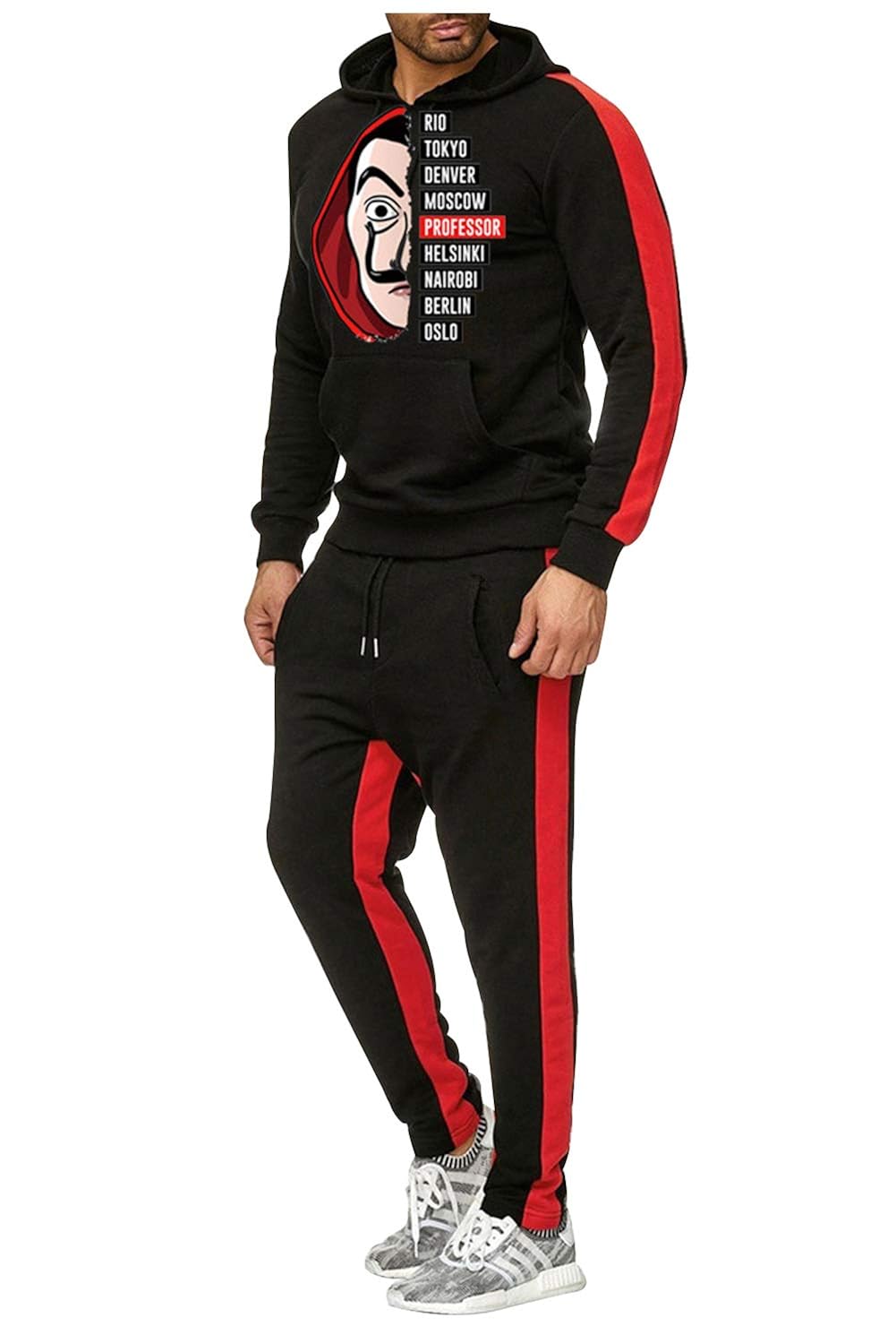 Riou Tuta Allenamento con Cappuccio Tuta Sportiva Calda da Uomo Invernale，Giacca  a Maniche Lunghe e Pantaloni 2 Pezzi Set per Jogger Ginnastica  Abbigliamento sportivo Uomo berjaya.edu.my