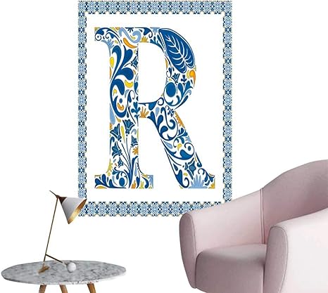 Amazon アレキサンディア文字r 防水アート壁紙ポスター バロック アンティークr タイポグラフィ オールドファッション 英語 芸術的渦巻き 女性部屋 壁 ブラック グレー ホワイト W16 X H ロックグラス オンライン通販
