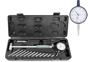 Cylinder Dial Bore Gauge Set 1.97" (50mm) to 6.23" (160mm) Indicator 0.0003" (0.01mm), Insulated Grips for Deep Engine Cylind