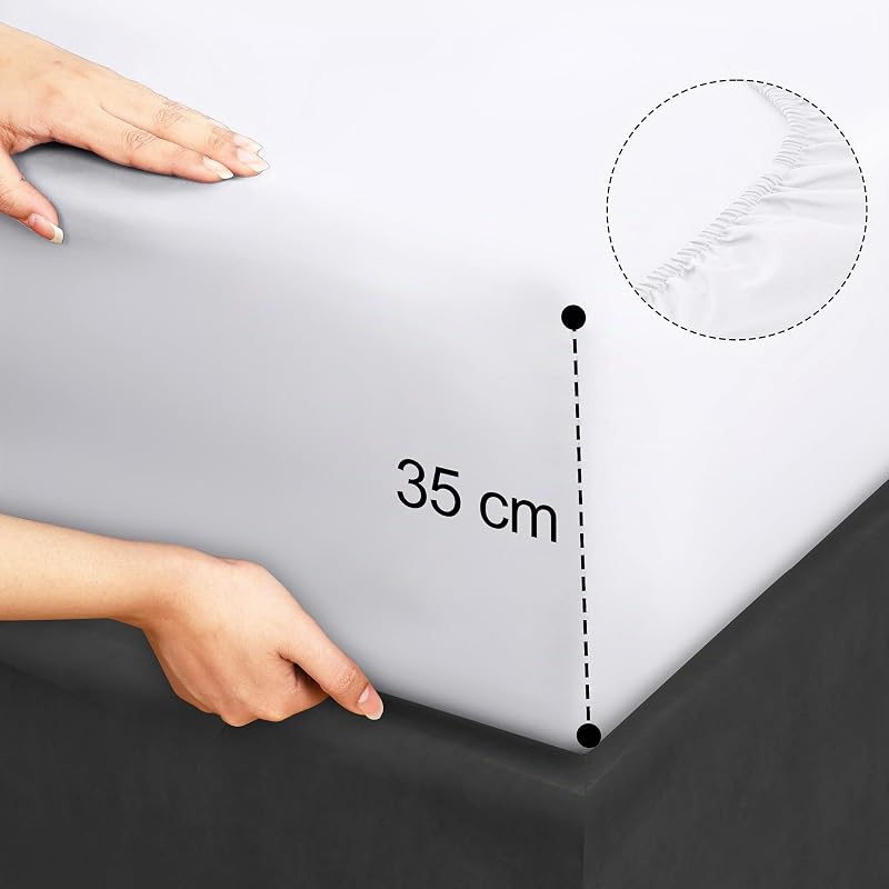Ensemble de Drap 4 Pièces, 150x200cm, Blanc — photo 5 sur 6