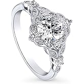 BERRICLE Sterling Silver Halo Wedding Engagement Rings for Women, Oval Cut Cubic Zirconia CZ, 1-3 Piece Sets, Pink/Blue/Clear