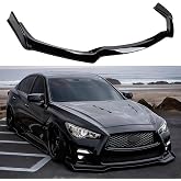 Front Lip Fits Infiniti Q50 Sport 2018-2024, Gloss Black - WheelX | One-Piece Design, Winglet Style, Bumper Lower Chin Air Dam Spoiler Splitter, Protection Body Part Accessory