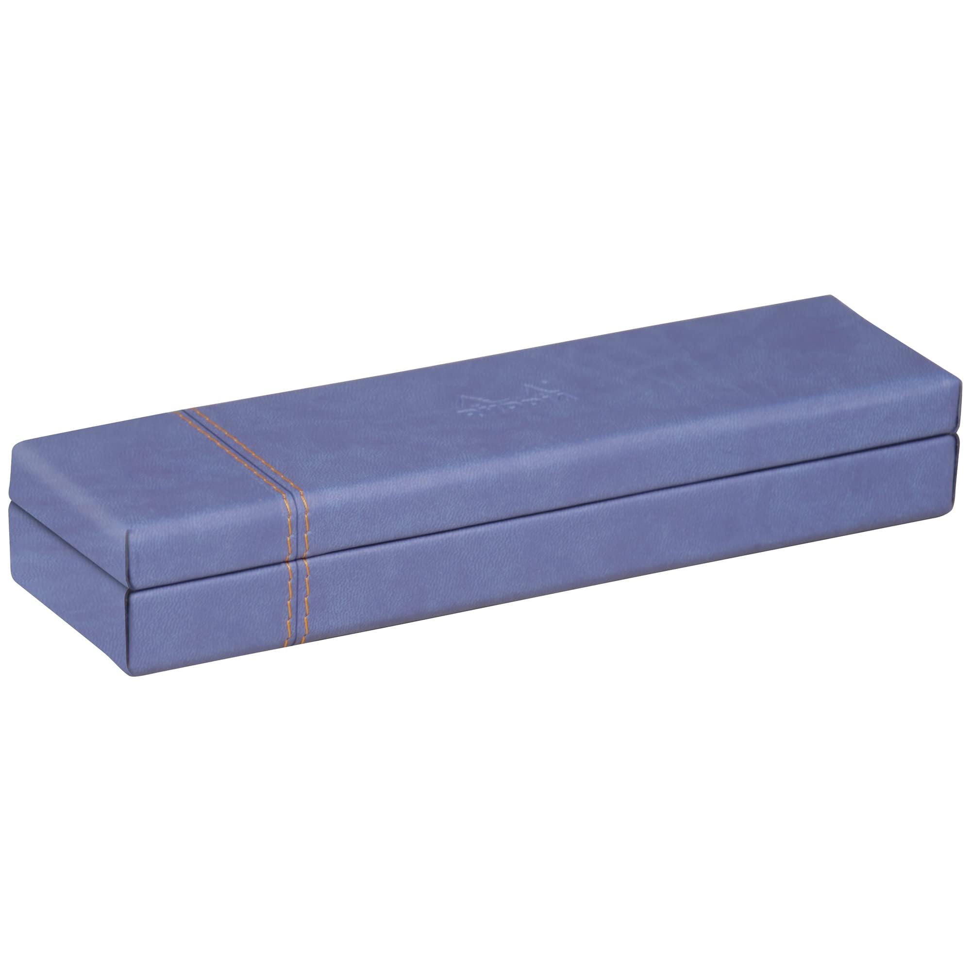 RHODIA 318878C - Sapphire Pencil Case - 21 x 5.5 x 3 cm - Orange Saddle Stitching - Faux Leather Exterior - Rhodiarama Home Office Collection - Office Organization & Design Storage