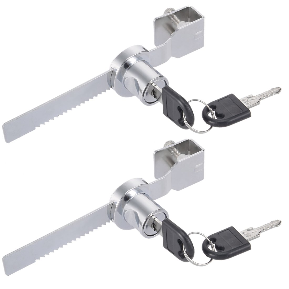 sourcing map Sliding Glass Door Showcase Window Ratchet Lock 2PCS, 144mm Long Zinc Alloy Chrome Finish, Keyed Alike