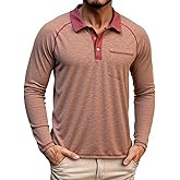 X-thud Mens Long Sleeve Polo Shirts with Pocket Fashion Casual Classic Collared Golf Shirt