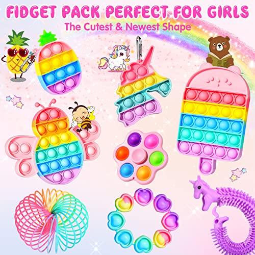 (60 Pcs) Fidget Toys Figetsss Pack Perfect for Girls Age 810 Pop fidgets box for Boy Kids