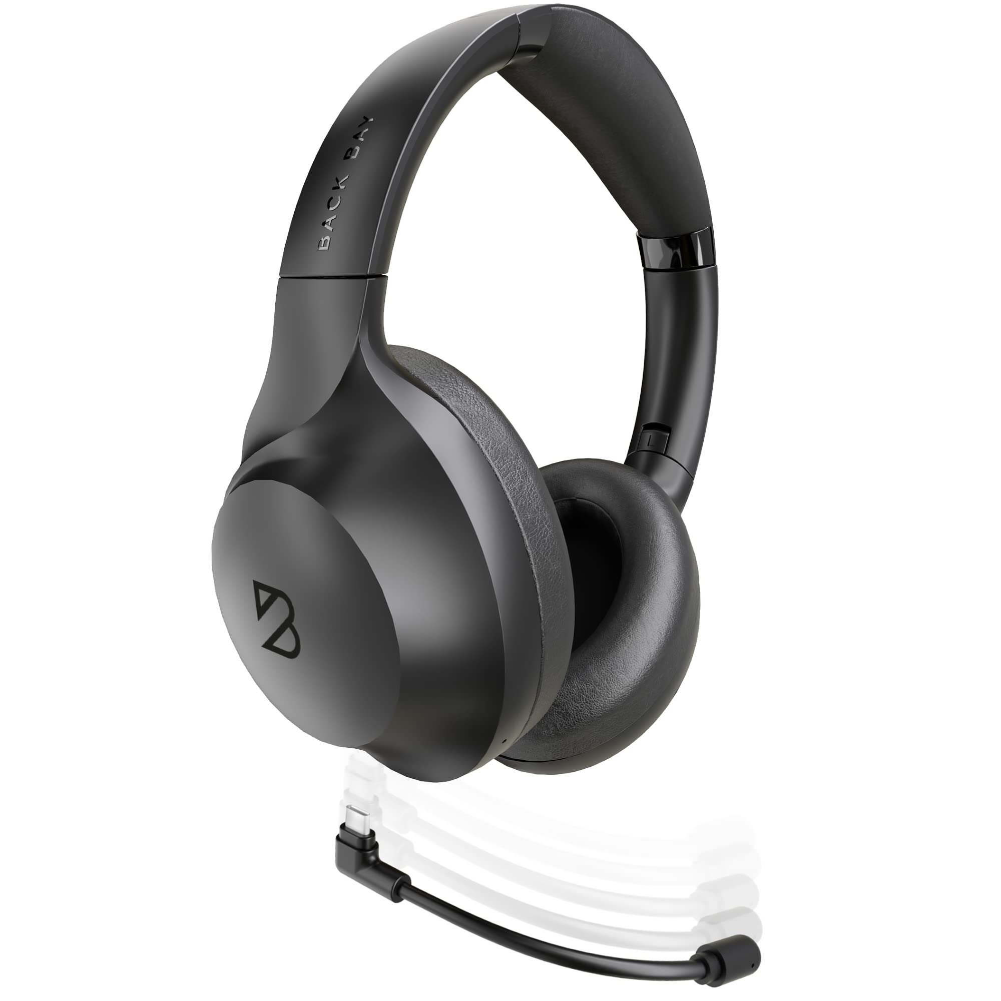 ClearCall 70 - Bluetooth Headphones with Microphone for Work - Removable Boom Mic - Over Ear Office Wireless Headsets for Computer, Wireless Headphones Mic, Bluetooth Headset with Microphone for PC