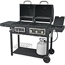 Durable Outdoor Barbeque & Burger Gas/charcoal Grill Combo Comes with a Chrome Plated Warming Rack and a Porcelain Heat Plate,3-burner Grill with Integrated Ignition and Also Has a Handy Tool Holders