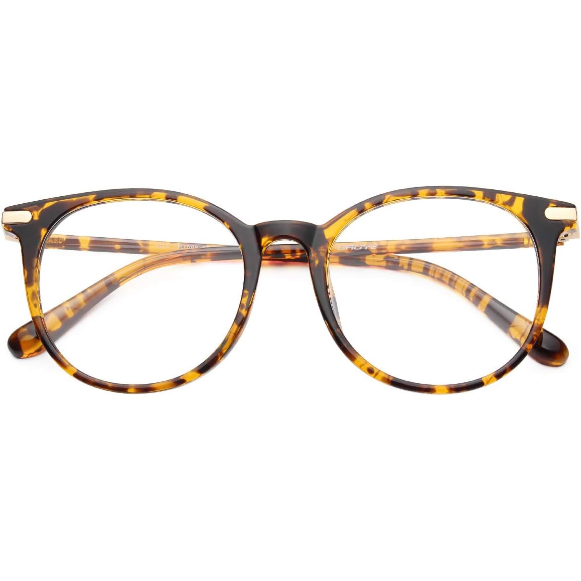 Photo 1 of Gaoye Blue Light Blocking Glasses, Retro Round Eyewear Frame Anti Eyestrain Computer Glasses for Women Men (Tea Leopard/Transparent Lens)