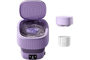 LARDERGO Foldable Portable Washing Machine Suitable for Camping, Apartment Dirt, Travel, Dormitories-Purple