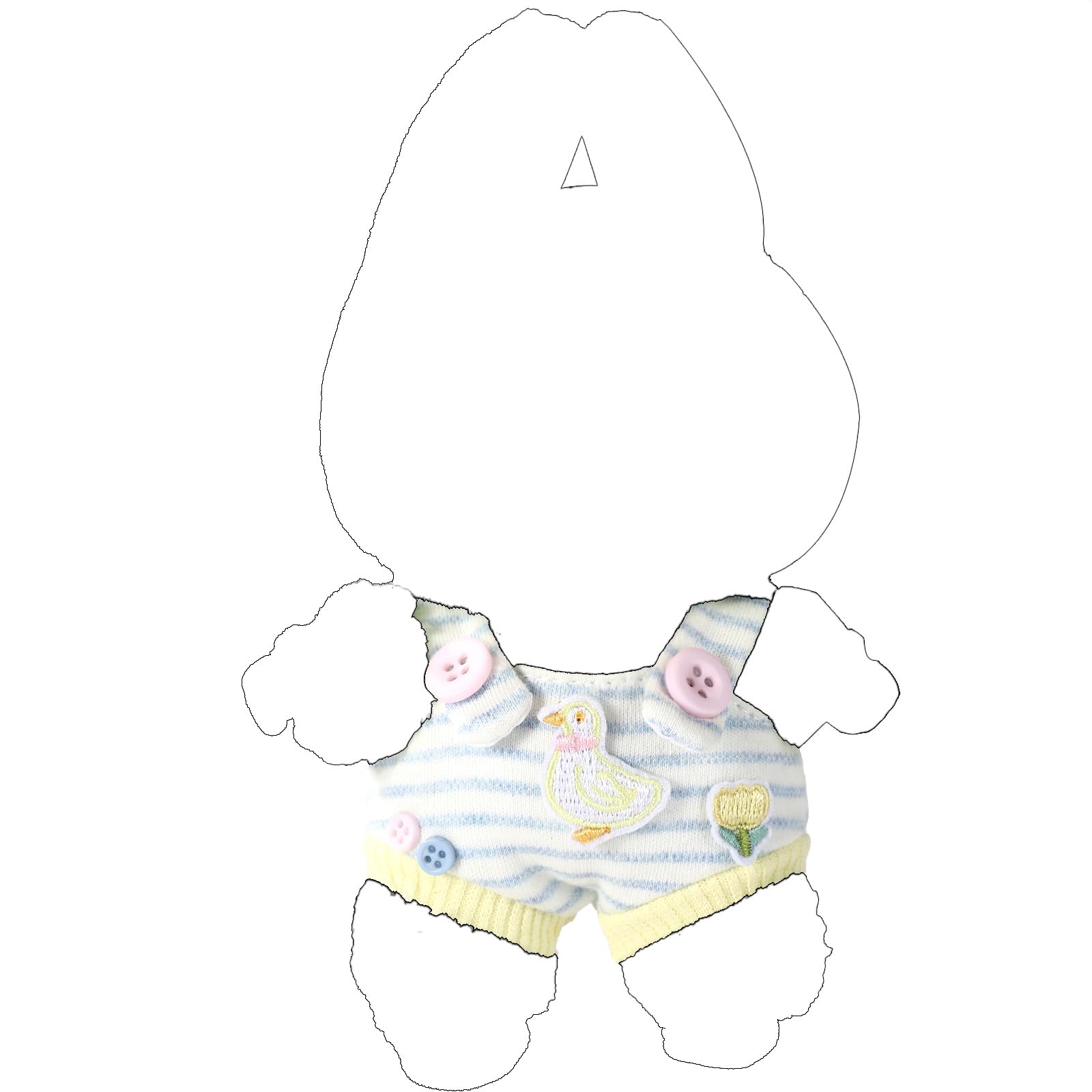 Cute Blue and White Duck Overalls Outfit for 17cm Doll, Striped Bib Shorts Clothes Fashionable Doll Clothing Accessories for Collectors Plush