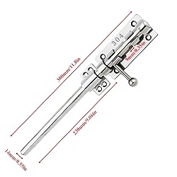12in Slide Bolt Gate Latch 304 Stainless Steel