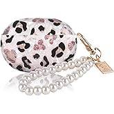 Glitter Marble Shell Design for Beats Studio Buds with Pearl Wrist Chain Keychain Sparkle Protective Skin Cover