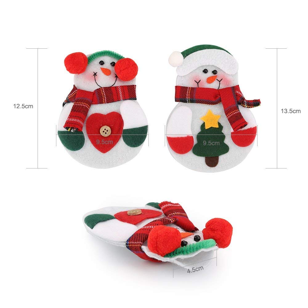 Zogin Lot de 6pcs Porte-Couverts Cuisine Table Serviette Couteaux Fourchette Cuillère en Forme de Costume Bonhomme de Neige Snowman Mignon pour Décoration de Réveillon Noël