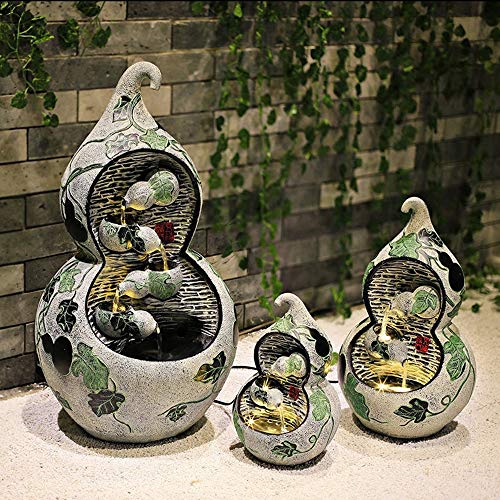 MQW Creative Gourd Shape Resin Flowing Water Decoration Living Room Office Desktop Humidifier Bedroom Hotel Restaurant Art Ornament Delicate and Beautiful (Size : 202030cm)