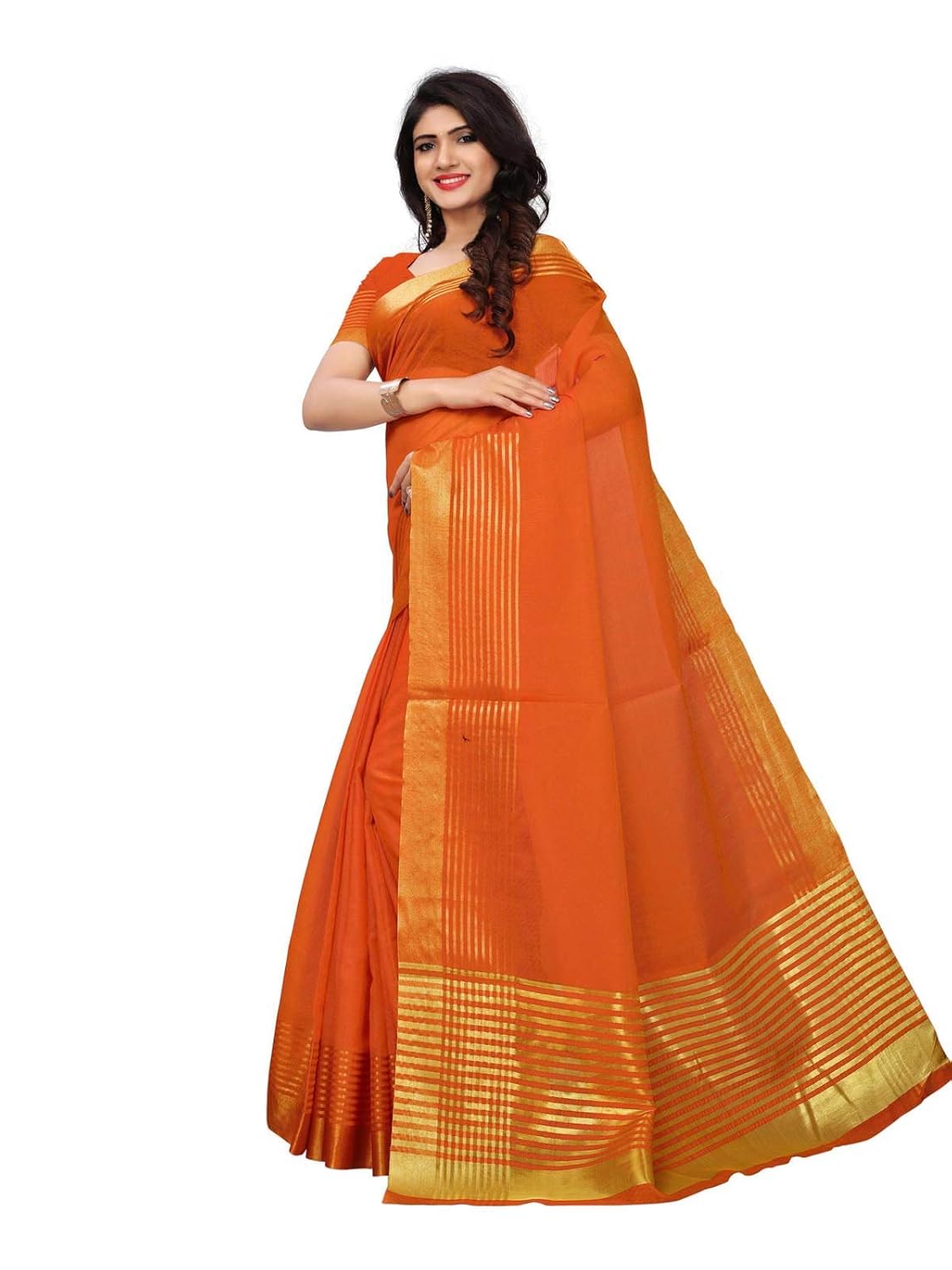 varayu women's cotton silk gold stripes solid kota doria saree