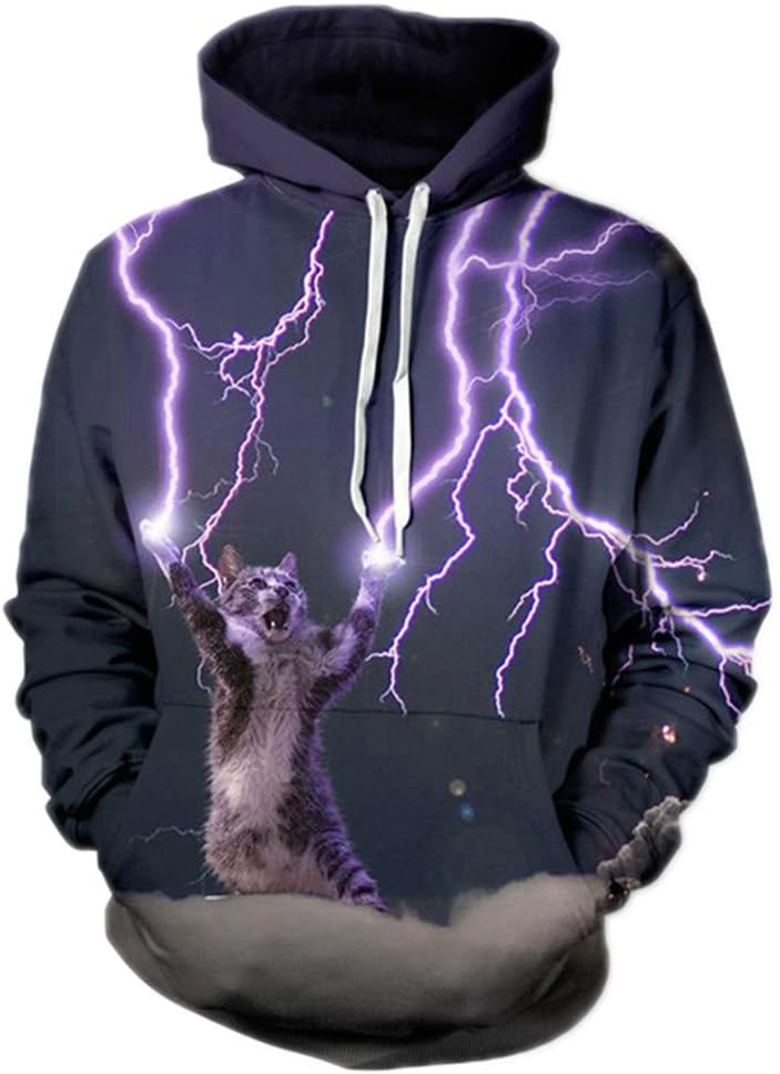 Sweatshirt Cat Lightning Thunder 3D Hoodies Women Men Sweatshirts Hooded Casual Sweats