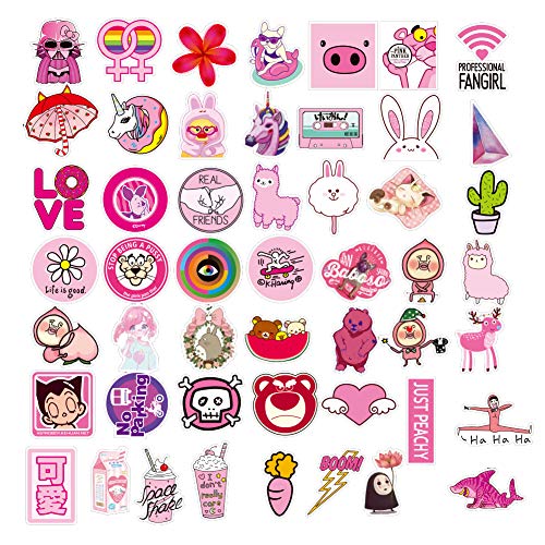Yizeda 160 PCS Girl Cute Lovely Laptop Stickers Pink Decorative-Stickers Phone Guitar Water Bottle Motorcycle Skateboard Bicycle Bike Sticker Decal