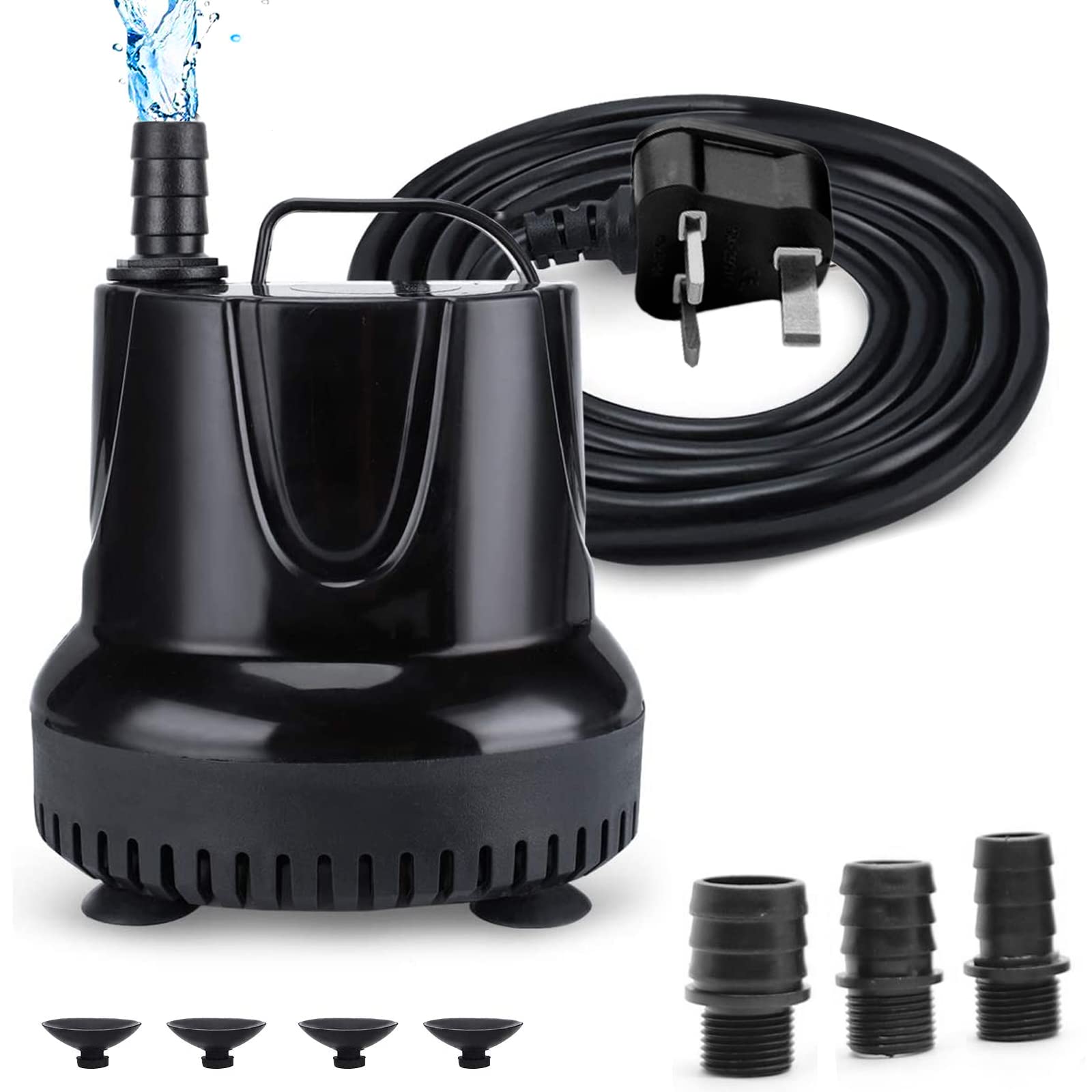 Senelux Submersible 40W Pump, 1500L/H with Adjustable Flow Rate, Aquarium Fountain Pump, Ultra Quiet for Fish Tank, Pond, Hydroponics, Ultra-low Water Level & 3 Nozzles
