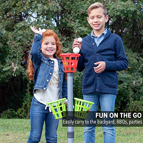 Sport Squad Basket Bash Indoor/Outdoor Tower Toss Game with Bean Bags & Table Tennis Balls