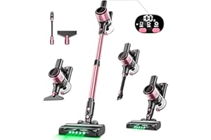 SUXIANGVAC Cordless Vacuum Cleaner, 350W/30Kpa 8-in-1 Stick Vacuum with Anti-Tangle Brush, Upgraded Green LED Light, 40min Runtime, Lightweight Rechargeable Vacuum for Home, Hardwood Floors, Carpets, Pet Hair