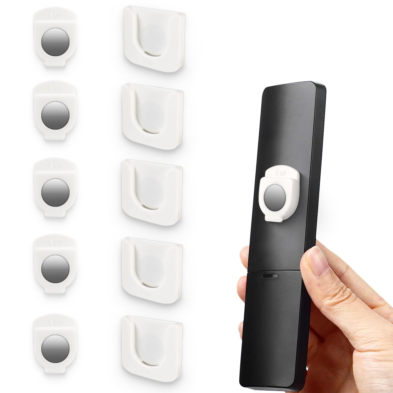 Remote Control Holder Wall Mounted, 5PCS Magnetic Remote Control Holder Set, No Drill Adhesive Wall Mounted Strong Magnet Remote Holder for TV Remote Control for Effortless Organization Home, Office