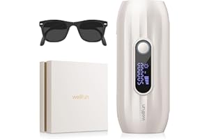 Wellfun Laser Hair Removal - Ice-Cooling lPL Home Use Hair Removal for Women and Men - Nearly Painless & Long-Lasting Results - 2 Treatment Models & 5 Energy Level - Effective for Full Body