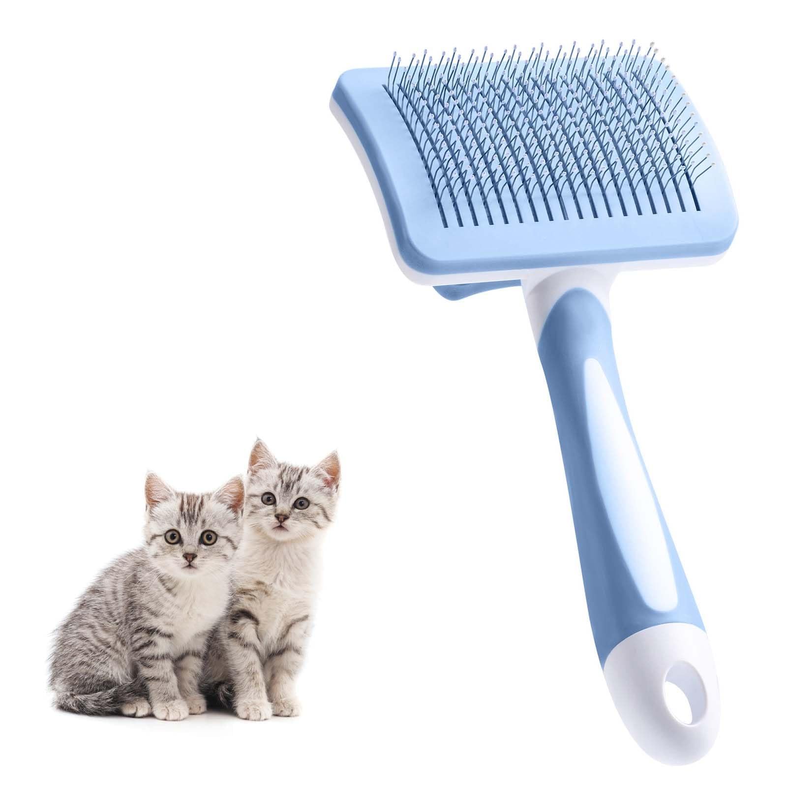 Vinabo Cat Brush,Dog Brush Cat Grooming Comb,Self Cleaning Pet Slicker Brushes,for Short Haired Cats, Small Dog Grooming Brush Safe and Smooth,Cat Massage Clean Tangled(Blue)