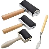 4 Pack Rubber Roller - Brayer Rollers with 3 Size for Crafting Brayer Rollers for Printmaking Brayer Tool Paint Brush Ink Applicator Art Craft Oil Painting Tool 1.4 in,2.4 in,4 in + 1 Scraper HRJZF
