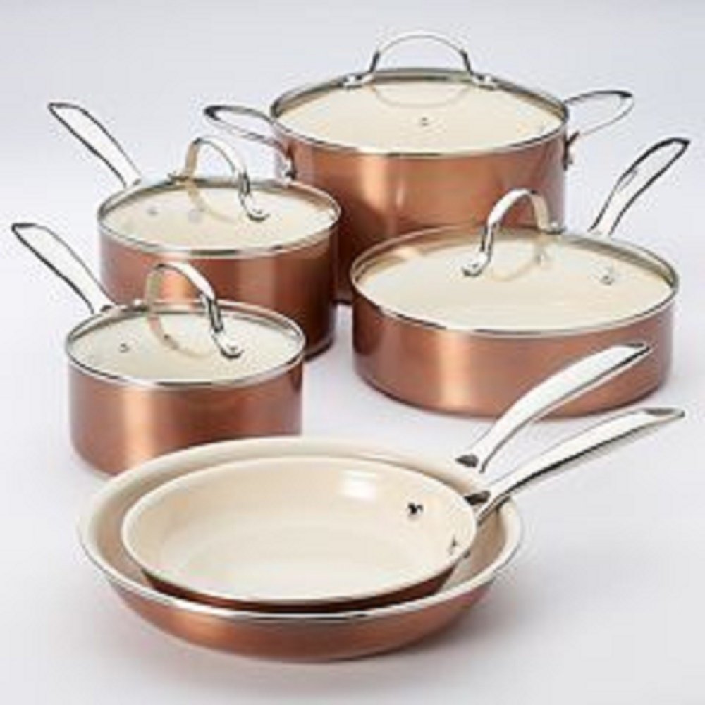 Food Network 10 pc Nonstick Ceramic Coated Cookware Set - Copper